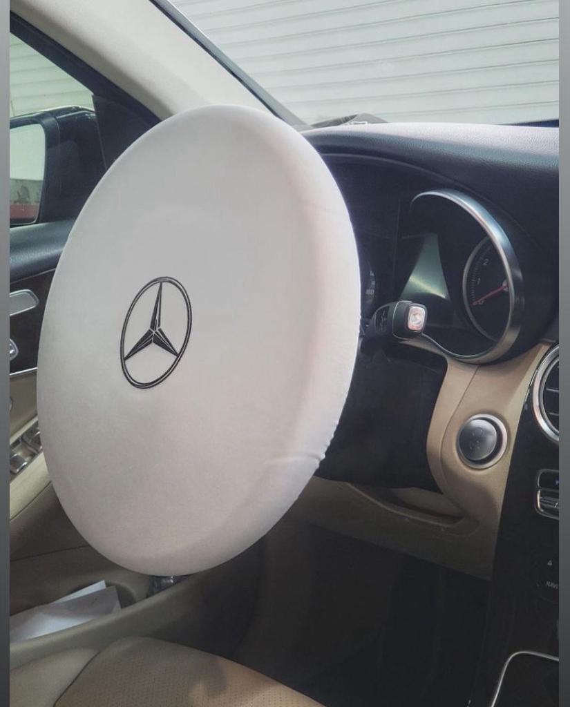 Mercedes Benz Car Cover Grey +Steering wheel cover Mercedes Car Cover with Old Mercedes Benz Logo