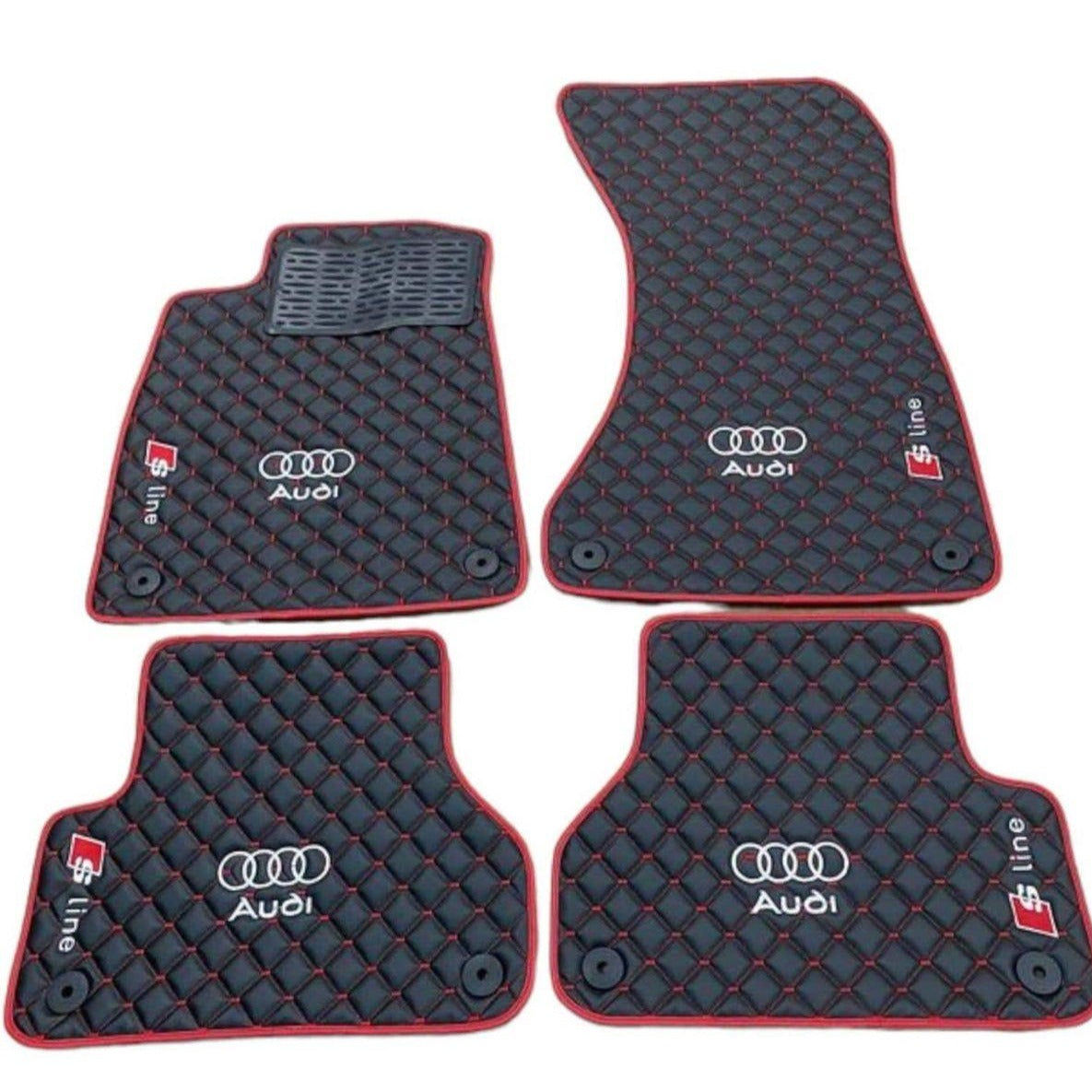 Audi S-line  All Models Waterproof Custom Car Sline Floor Mats Leather Front Rear Carpet Liner Audi Car Floor Mats Set