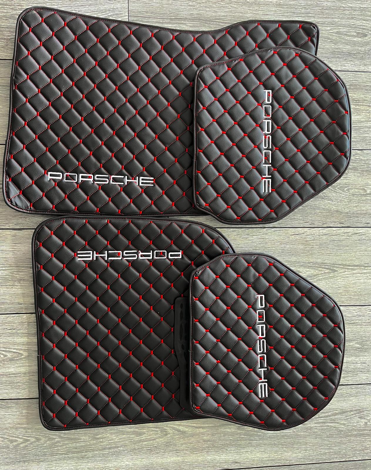 Porsche All Models Waterproof Custom Car Porsche Floor Mats  Leather Front Rear Carpet Liner Porsche Car Floor Mats Set