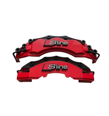 4 piezas Audi Sline Caliper Cover Disco estilo freno rojo 3D ✔️Cubierta de pinza de freno Sline ✔️Cubierta de pinza universal S-line ✔️