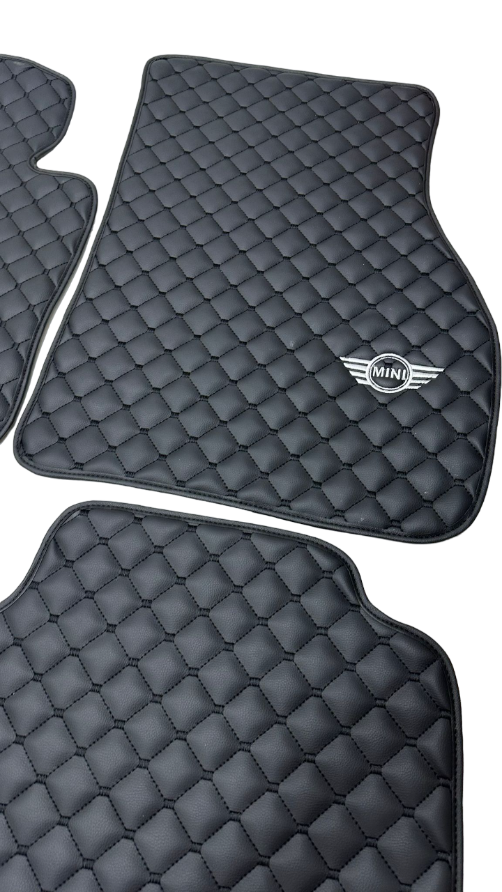 Mini Cooper todos los modelos Alfombrillas impermeables personalizadas para coche Mini Cooper ✅ Cuero ✅ Forro de alfombra delantera trasera ✅ Juego de alfombrillas para coche Mini Cooper