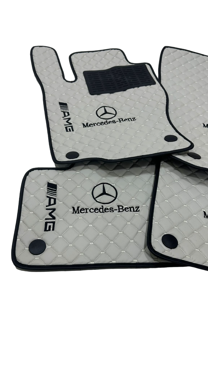 Mercedes Benz Amg Todos los modelos Alfombrillas impermeables personalizadas para coche Mercedes Benz Amg ✅ Cuero ✅ Revestimiento de alfombra delantera trasera ✅ Juego de alfombrillas para coche Mercedes