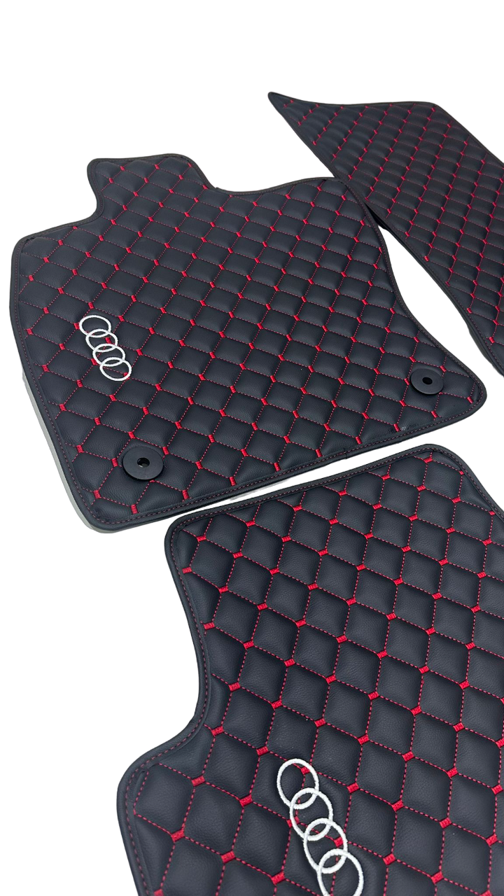 Audi todos los modelos Alfombrillas impermeables personalizadas para el piso de Audi ✅ Cuero ✅ Revestimiento de alfombra delantera y trasera ✅ Juego de alfombrillas para el piso del automóvil Audi