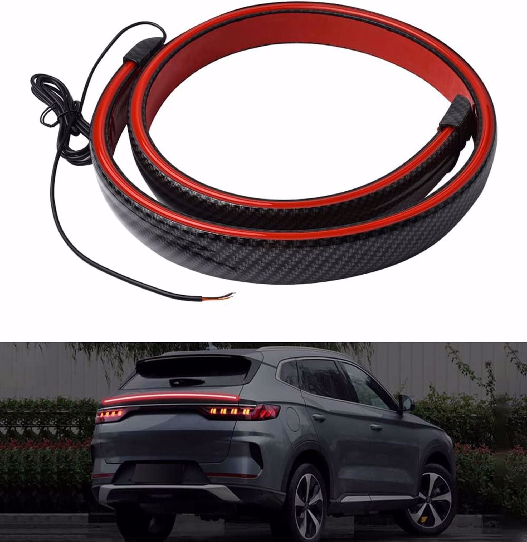 Universal LED Spoiler rear spoiler Lippe Kit ( 1.2m ) for car trunk exterior accessories brake light dark black trunk spoiler universal fit for roof, wing and easy installation