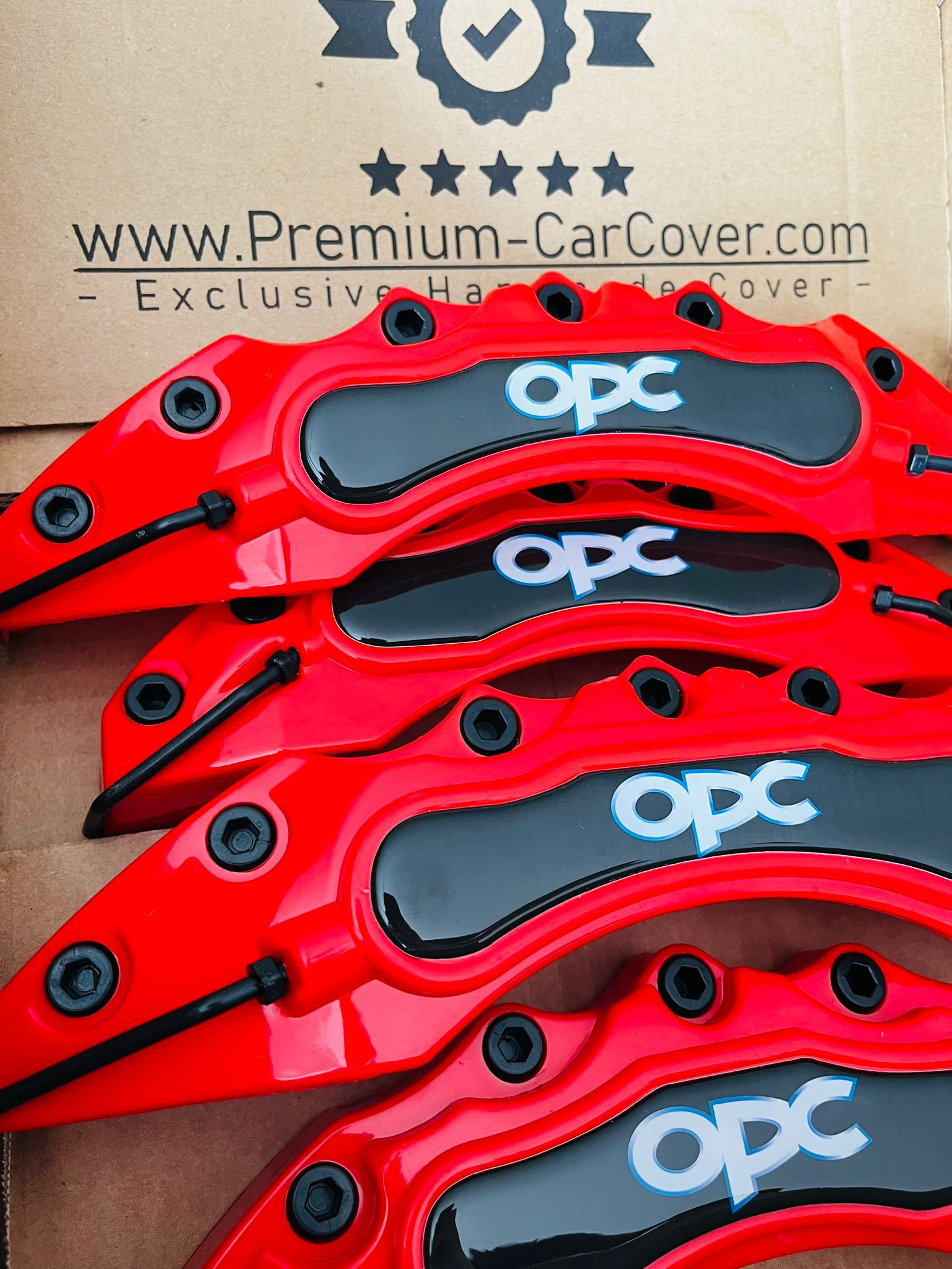 Cubierta de pinza OPC de 4 piezas Disco estilo freno 3D rojo ✔️Cubierta de pinza de freno OPC✔️Cubierta de pinza universal OPC✔️