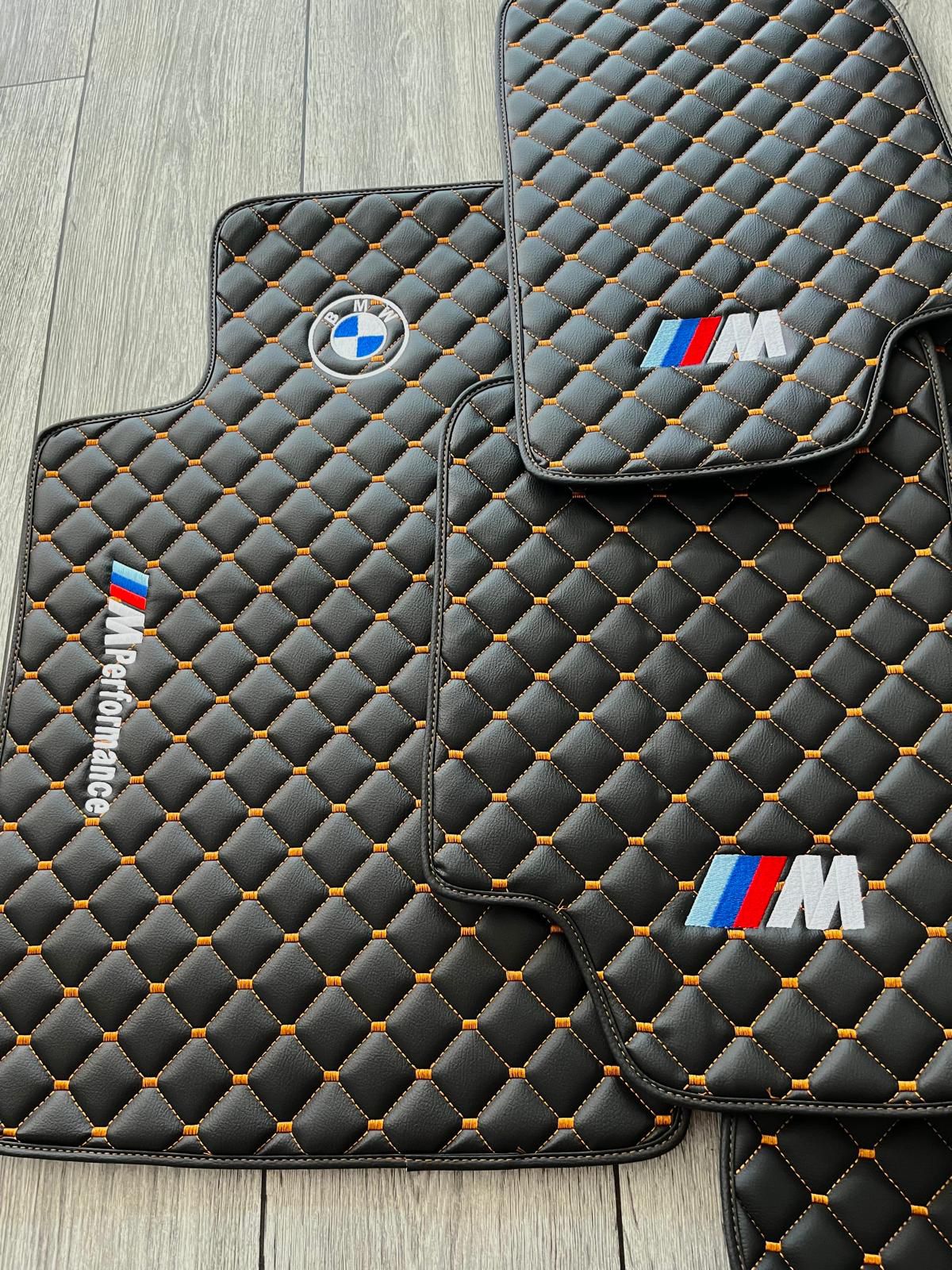 BMW M3 M4 M5 Todos los modelos Alfombrillas impermeables personalizadas para automóvil BMW ✅ Cuero ✅ Revestimiento de alfombra delantera y trasera ✅ Juego de alfombrillas para automóvil M5