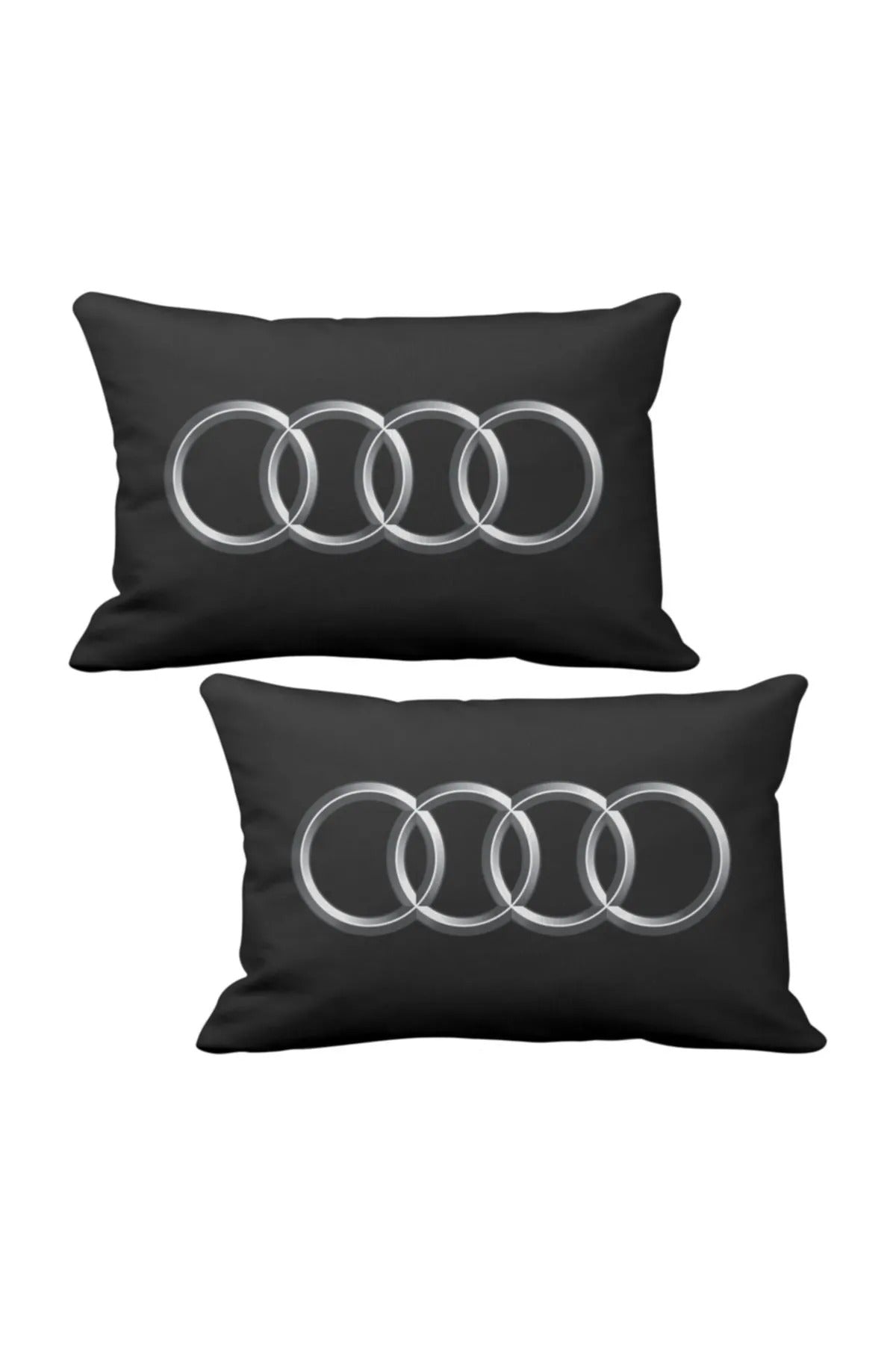 Almohada para el cuello del coche de lujo Audi, 2 piezas, color negro, llavero con logotipo de madera, almohada para el coche Audi, almohada Audi