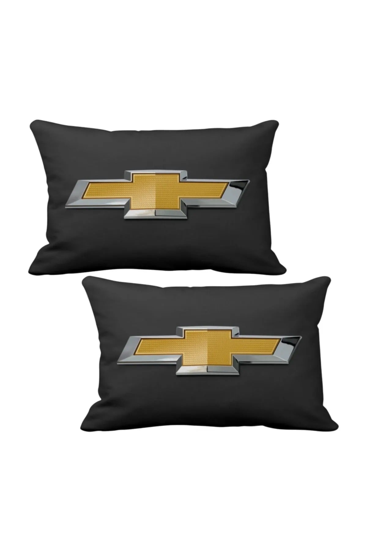 2 almohadas de lujo para el cuello del coche Chevrolet, color negro, llavero con logotipo de madera, almohada para el coche Chevrolet, 2 unidades