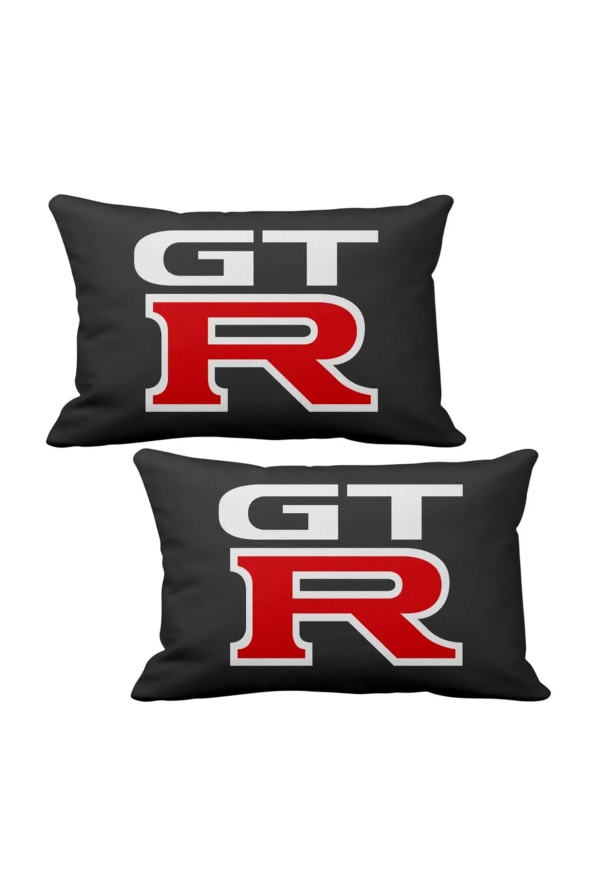 2 almohadas de lujo para el cuello del coche GTR, color negro, llavero con logotipo de madera, almohada para el coche Nissan GTR, ️