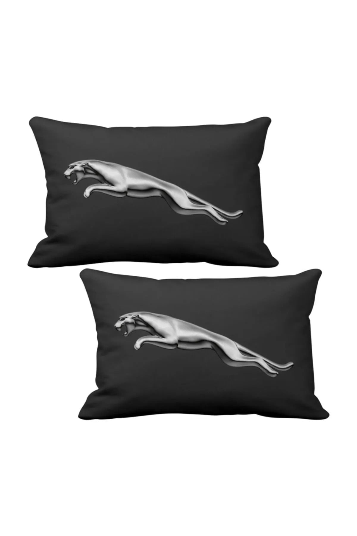 Jaguar 2 piezas de almohada de lujo para el cuello del coche, color negro ✔️ y llavero con logotipo de madera ✔️ Almohada para el coche Jaguar ✔️