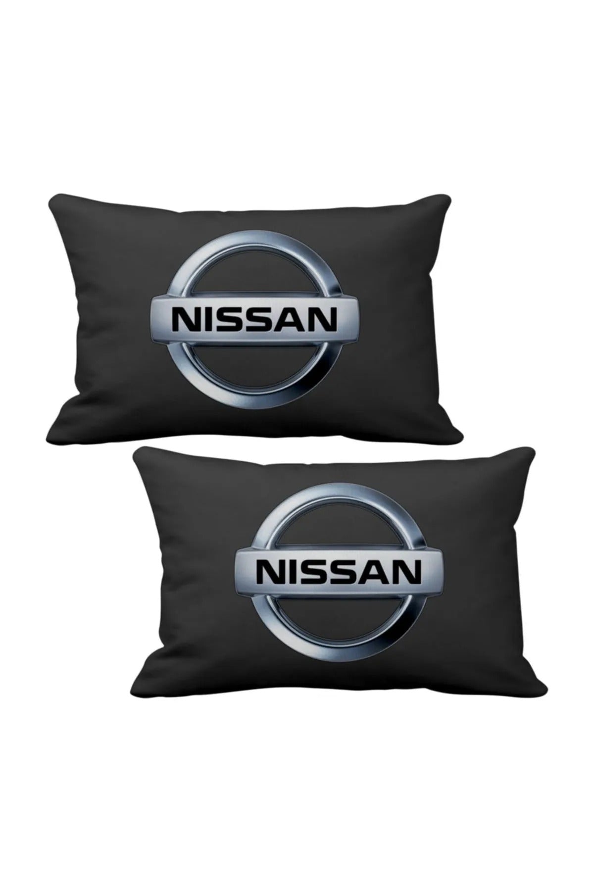 2 almohadas de lujo para el cuello del coche Nissan, color negro, llavero con logotipo de madera, almohada para el coche Nissan, almohada Nissan