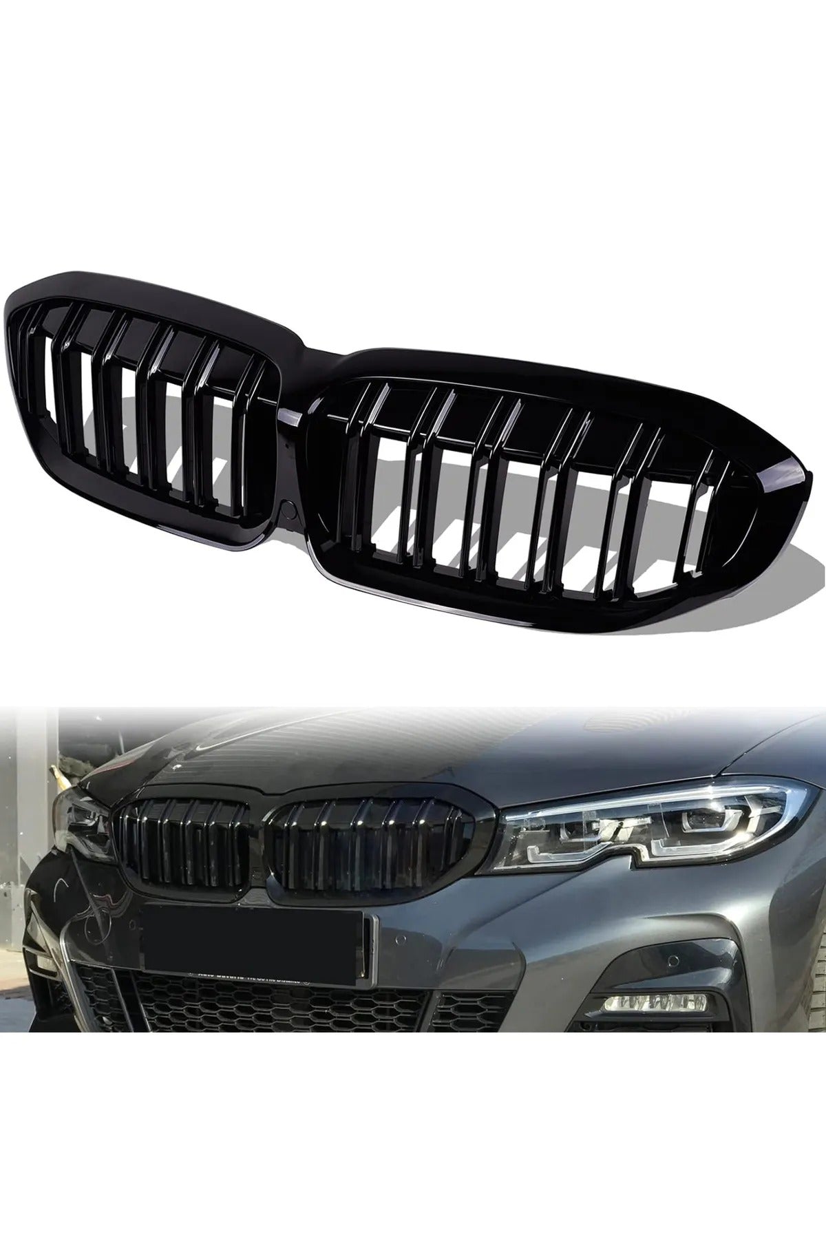 Bmw 3 Series G20/G28 Compatible Front Louver Kidney Glossy Black Piano Black M3 Model 2017 Onwards