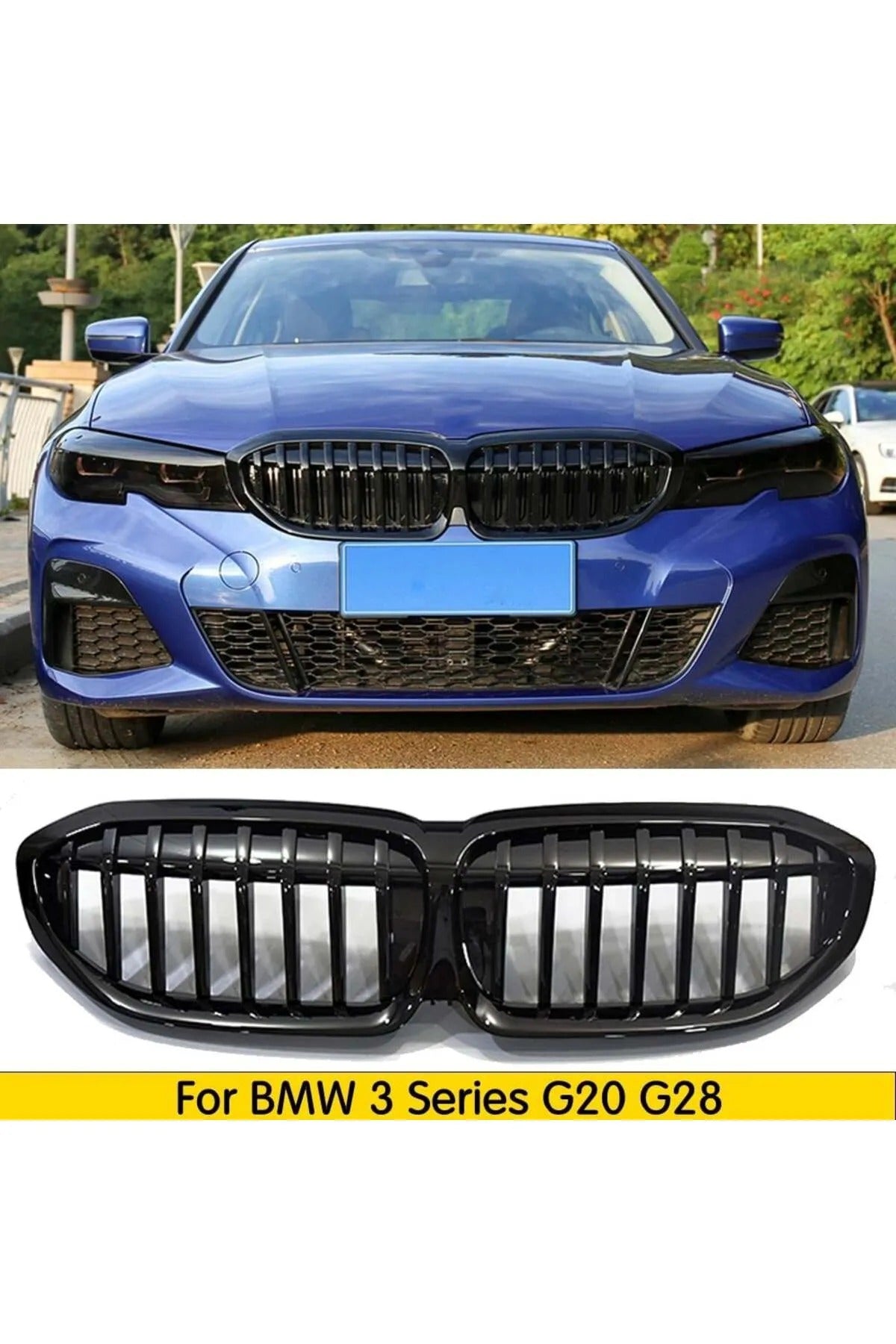 Bmw 3 Series G20/G28 Compatible Front Louver Kidney Glossy Black Piano Black M3 Model 2017 Onwards