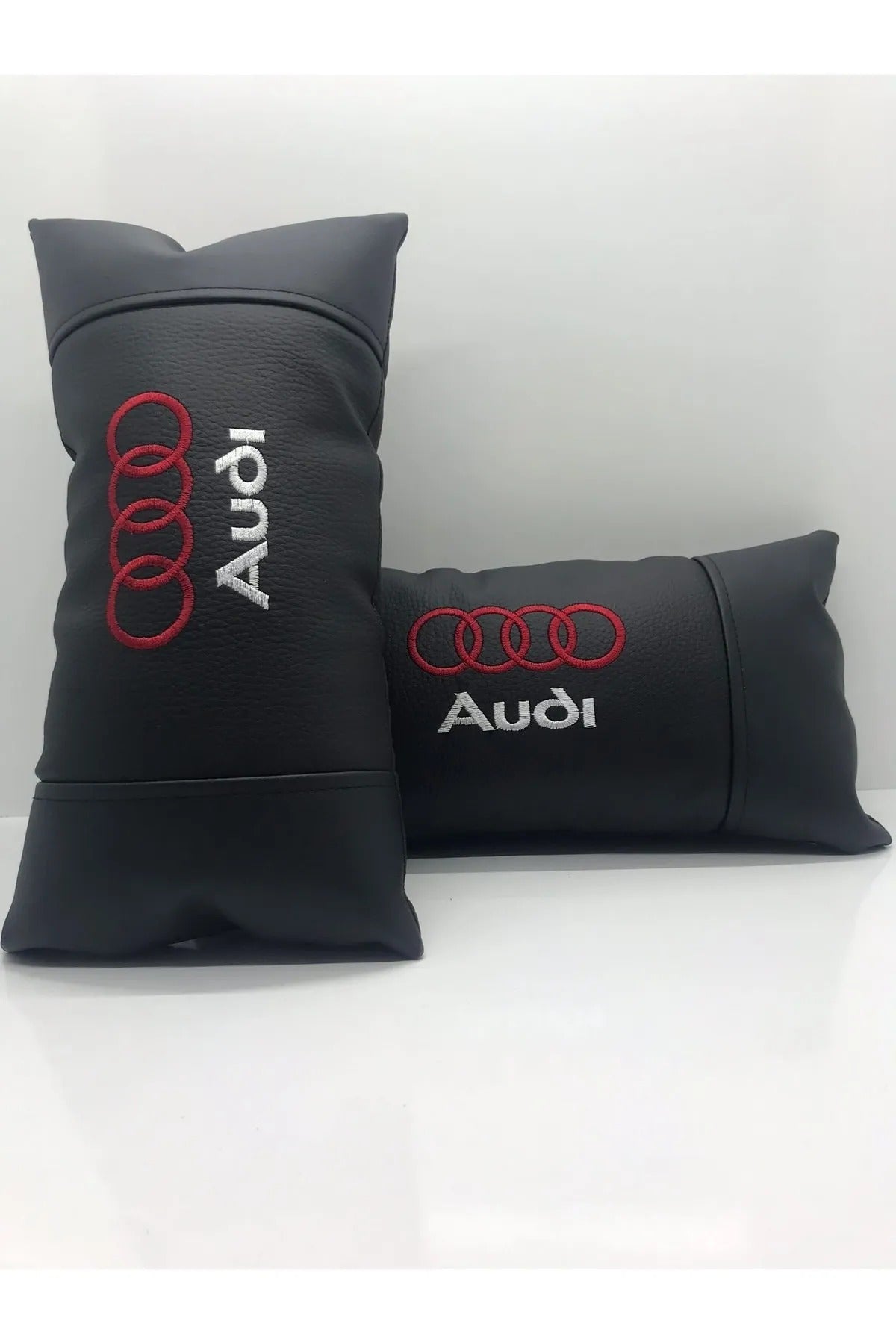 Audi Compatible Car Auto Neck Pillow 2 Pcs Luxury Leather Audi Car Pillow Car Pillow For ALL Audi Vehicle