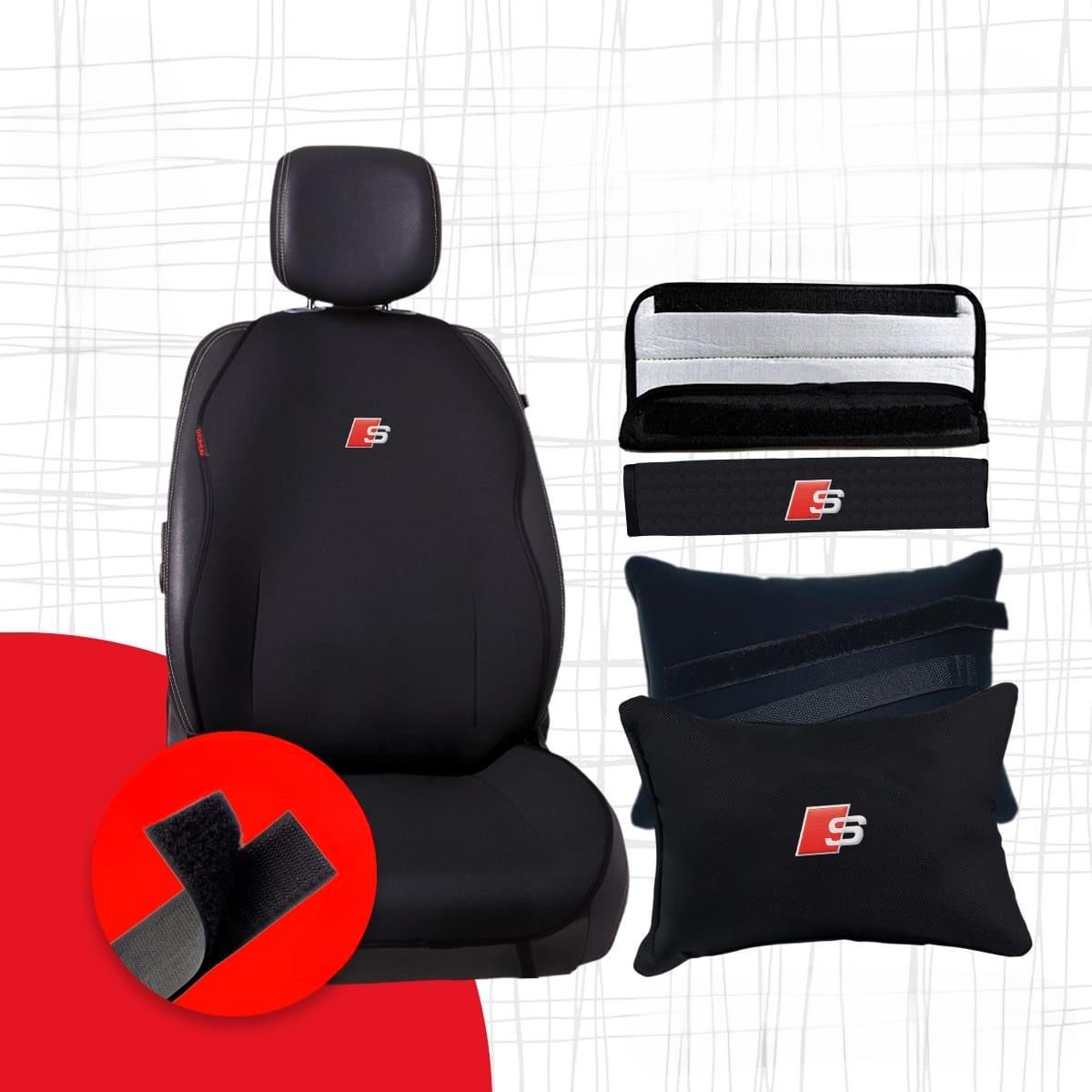 Audi S Logo Embroidered Jacquard Woven Car Cushion and Comfort Set Audi RS Seat Cover Set Audi RS Seat Cover Set